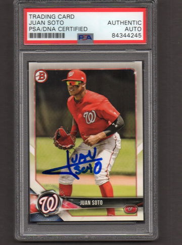 Juan Soto Signed Autographed 2018 Bowman #52 PSA DNA COA RC Very Early Sig