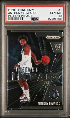2020 PANINI ANTHONY EDWARDS PRIZM INSTANT IMPACT #1 RC ROOKIE PSA 10