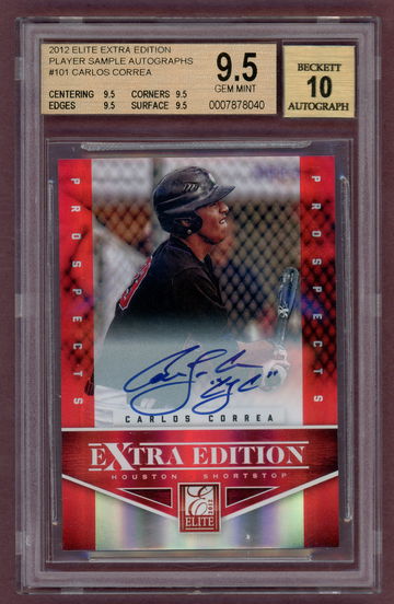 2012 ELITE EXTRA EDITION PLAYER SAMPLE AUTOGRAPHS CARLOS CORREA AUTO BGS 9.5 WITH A 10 AUTO