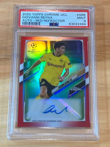 Giovanni Reyna 2020 Topps Chrome UEFA Champions League Red Refractor Autograph /10 PSA 1 *POP 1 NONE HIGHER*