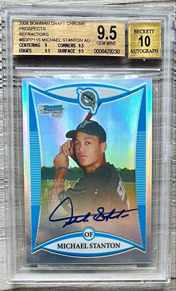 2008 Bowman Draft Chrome Prospects Michael Giancarlo Stanton Refractor Auto BGS 9,5