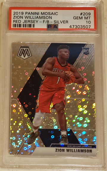 2019 panini mosaic disco silver variation zion williamson #209 psa 10
