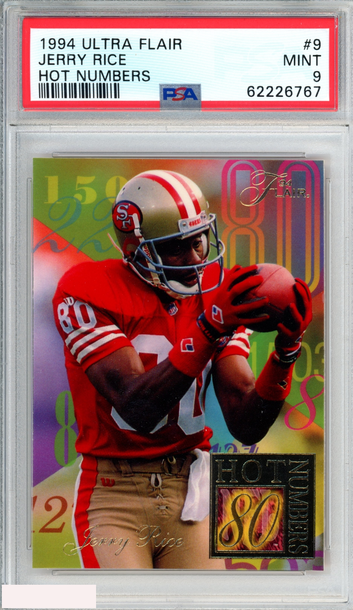 1994 ULTRA FLAIR HOT NUMBERS JERRY RICE #9 SAN FRANCISCO 49ERS HOF PSA 9 MINT