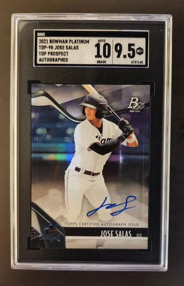 Jose Salas 2021 Bowman Platinum Top Prospect #Top-98 Auto 10 SGC 9.5 - Marlins 