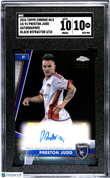 2024 Topps Chrome Mls Preston Judd #CA-PJ Autograph Black Refractor SGC 10 Auto 10