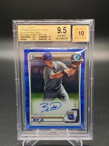 2020 Bobby Witt Jr 1st Bowman Chrome Prospect Blue Refractor Auto #129/150 BGS 9.5