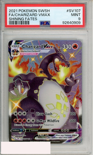 2021 POKEMON SWORD SHIELD SHINING FATES FA CHARIZARD VMAX #SV107  PSA 9 MINT