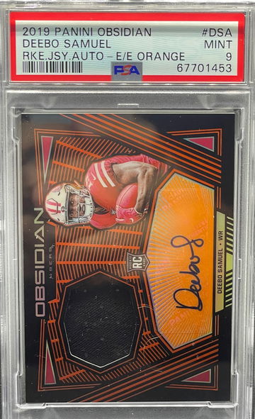 2019 Panini Obsidian Deebo Samuel Rookie Jersey Auto Orange /75 49ers PSA 9 Mint