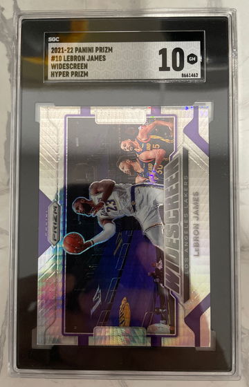 2021-22 PANINI PRIZM LEBRON JAMES WIDESCREEN #10 HYPER PRIZM SGC 10