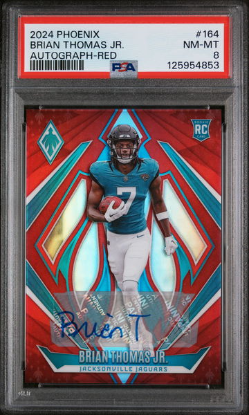 2024 Panini Phoenix Autograph-Red Brian Thomas Jr. #164 /99 PSA 8