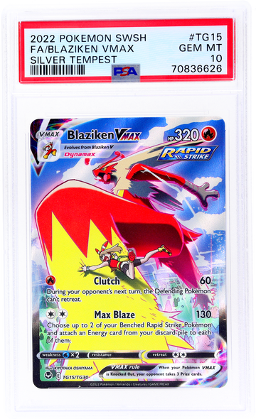 2022 Pokemon Sword and Shield Silver Tempest Trainer Gallery Blaziken Vmax #TG15 PSA 10