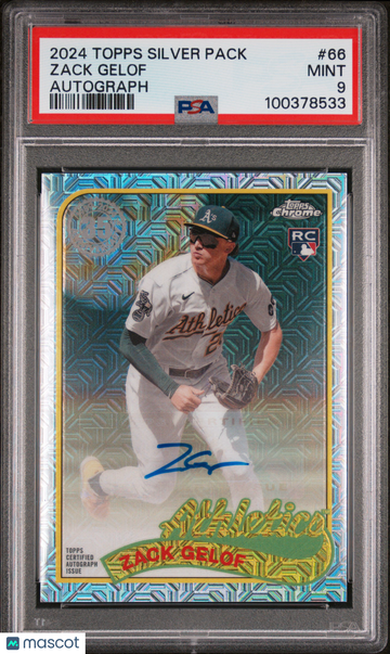 2024 Topps Silver Pack 1989 Chrome Promo Zack Gelof #66 Autograph PSA 9