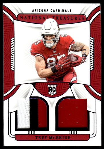 2022 Panini National Treasures Trey McBride RC Rookie Dual Patch Purple /49