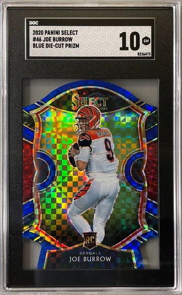 2020 Panini Select Joe Burrow Blue Die Cut Prizm SGC 10