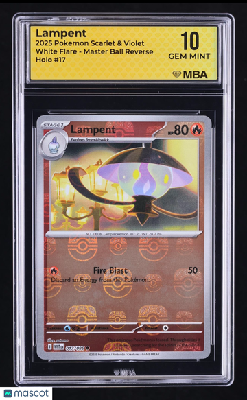 2025 Pokemon Scarlet & Violet White Flare Lampent Reverse Holo MBA 10 #17
