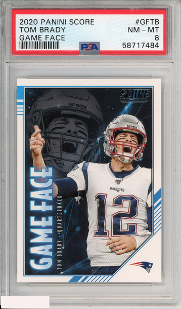 2020 PANINI SCORE TOM BRADY #GFTB GAME FACE NEW ENGLAND PATRIOTS PSA 8 NM-MT