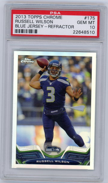 2013 Topps Chrome Russell Wilson Blue Jersey Refractor #175 PSA 10 GEM MINT