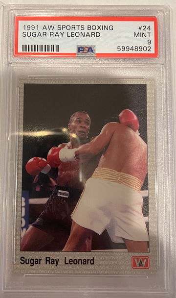 1991 AW Sports Boxing Sugar Ray Leonard #24 PSA 9 MINT Newly Graded Scratch free case