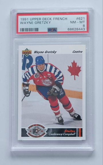 Wayne Gretzky 1991 Upper Deck All Star French #621 PSA 8