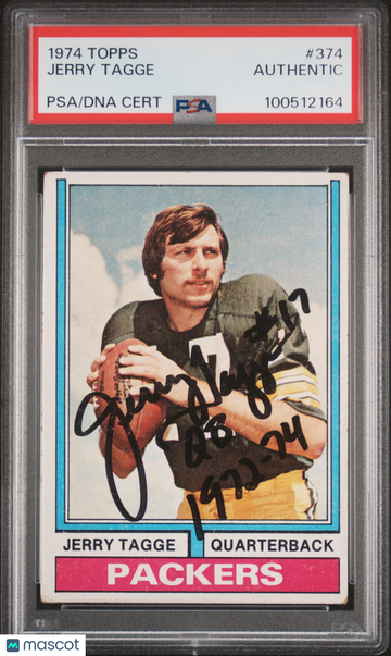 1974 Topps Jerry Tagge #374 PSA A Auto A