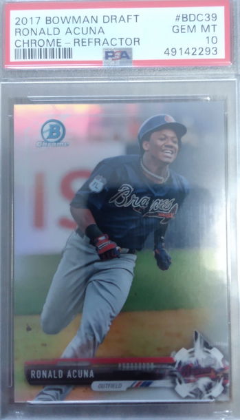 2017 Bowman Draft Ronald Acuna Chrome Refractor Rc Rookie PSA 10