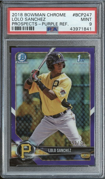 2018 Bowman Chrome Lolo Sanchez Purple Refractor 52/250 PSA 9 Mint