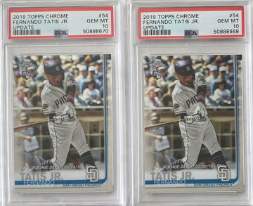 Lot (2) 2019 Topps Chrome Update Fernando Tatis Jr. RC PSA 10