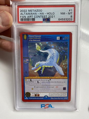 🔥🧨 2022 Metazoo Fan Art 2021 ALTAMAH-HA 1/20 Full Holo 1st Edition PSA 8 🎨🖼
