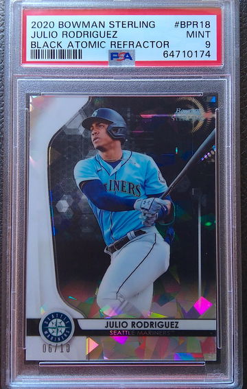 JULIO RODRIGUEZ 2020 BOWMAN STERLING BLACK ATOMIC REFRACTOR /10 PSA 9 MINT POP 2