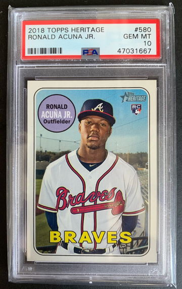 2018 Topps Heritage #580 Ronald Acuna Jr. PSA 10 GEM MINT