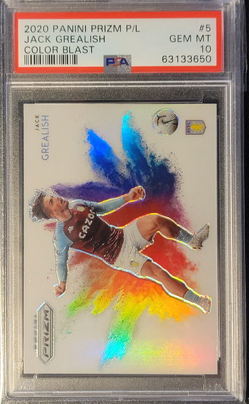 2020-21 Panini Prizm Jack Grealish Color Blast #5 PSA 10