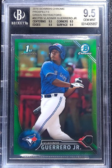 VLADIMIR GUERRERO JR 2016 BOWMAN CHROME GREEN REFRACTOR /99 BGS 9.5 POP 2