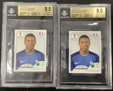 2018 Panini World Cup Stickers Kylian Mbappe X2 True Gem Plus 0,5 Pristine