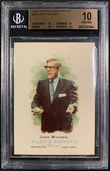 2006 Topps Allen & Ginter #309 John Wooden BGS 10 PRISTINE POP 1 HOF NCAA UCLA - DHL Express Air 5-6 Days