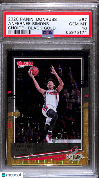 2020 Panini Donruss Anfernee Simons #87 Choice Black Gold PSA 10