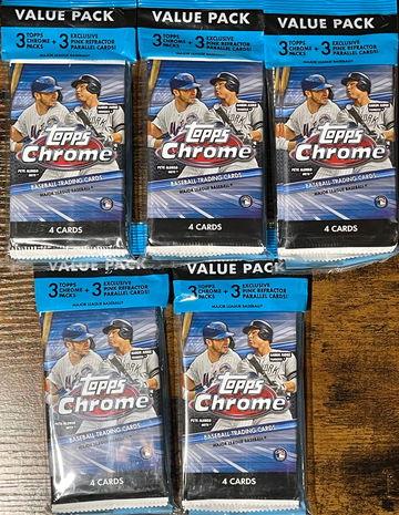 5X 2020 MLB TOPPS Chrome Cello Packs Baseball NEW SEALED YORDAN ALVAREZ BICHETTE RC YEAR