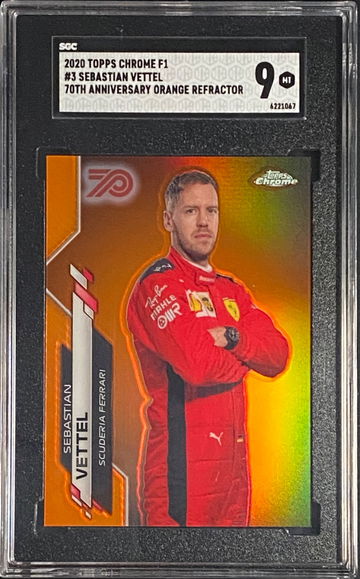 2020 Topps Chrome Sebastian Vettel Orange 70th Anniversary Refractor Formula 1 F1 SGC 9
