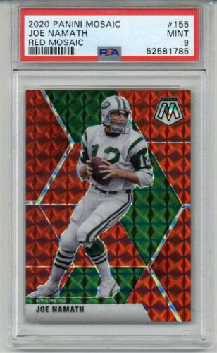 2020 PANINI MOSAIC RED MOSAIC #155 JOE NAMATH CARD NEW YORK JETS PSA 9 LOW POP