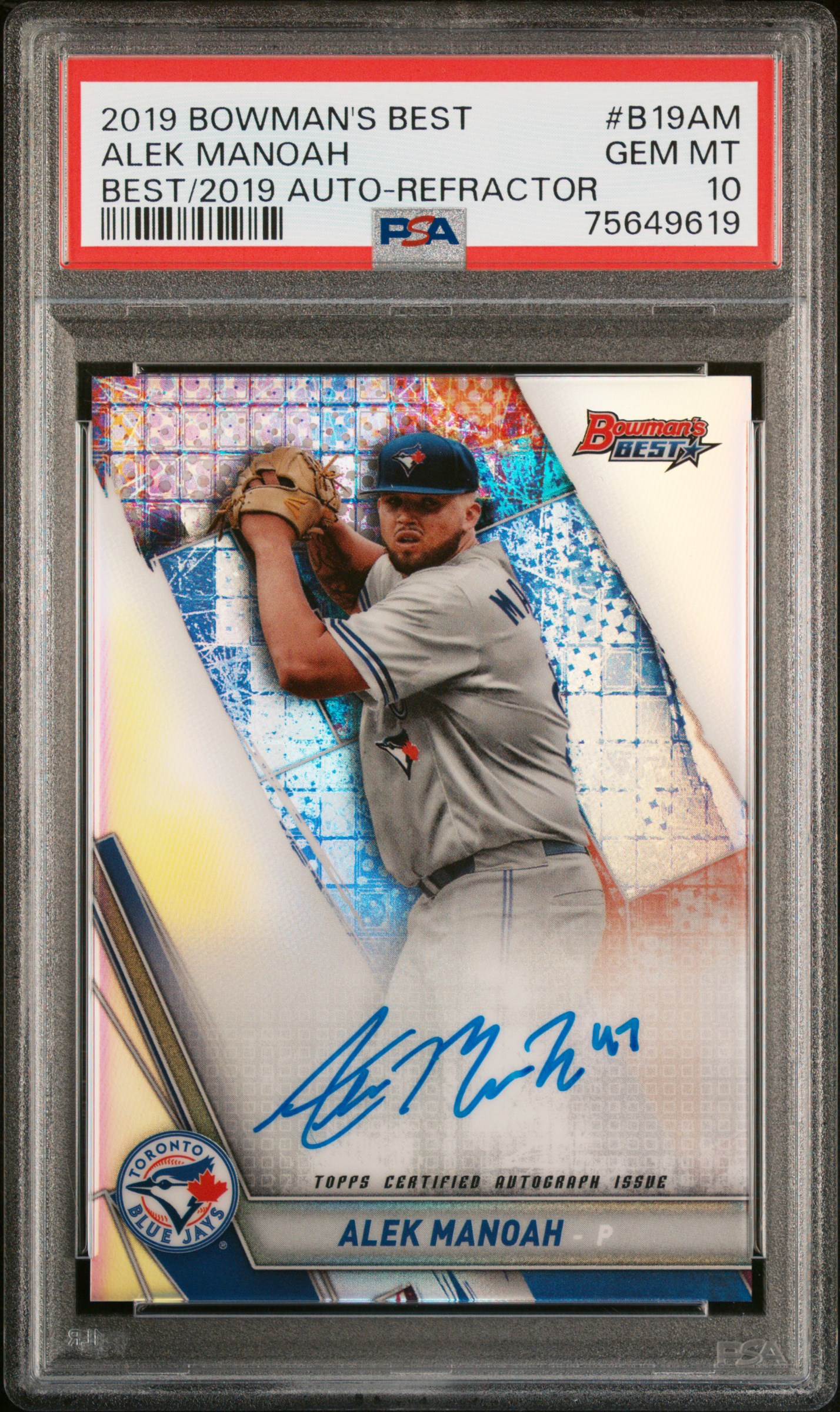 Alek Manoah 2019 Bowman's Best Of 2019 Autographs #B19AM Refractor PSA 10
