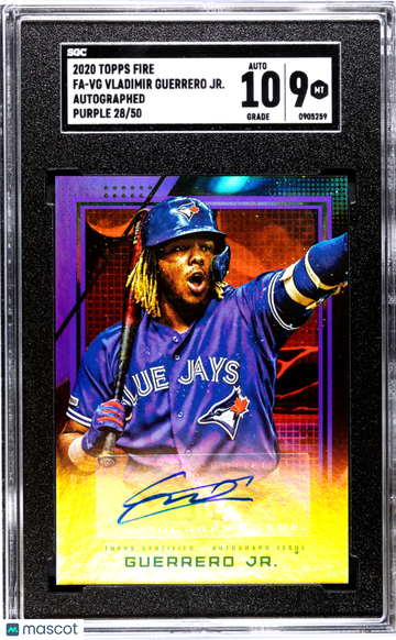 2020 Topps Fire Vladimir Guerrero JR. #FA-VG Autograph Purple SGC 9 Auto 10