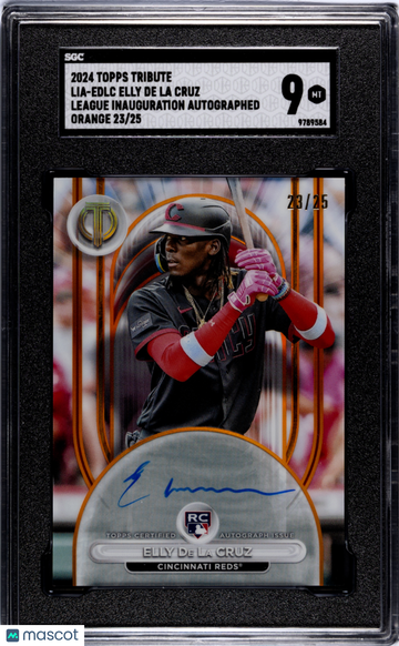 2024 Topps Tribute Elly De La Cruz #LIA-EDLC League Inauguration Autograph Orange SGC 9
