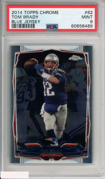 2014 TOPPS CHROME TOM BRADY #62 BLUE JERSEY NEW ENGLAND PATRIOTS PSA 9 MINT