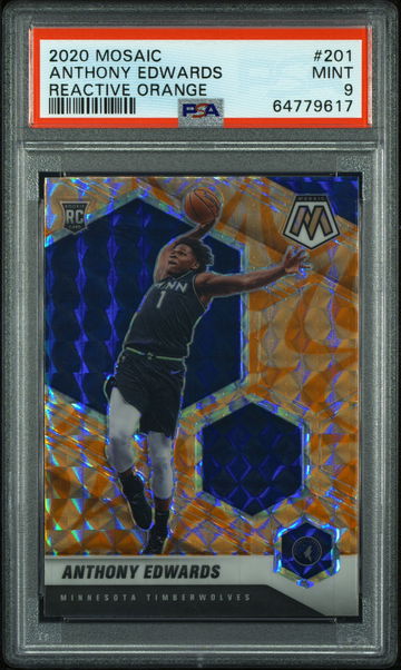 💎🏀 Anthony Edwards 2020 Panini Mosaic 201 Reactive 🍊 Orange Rookie RC PSA 9🚨