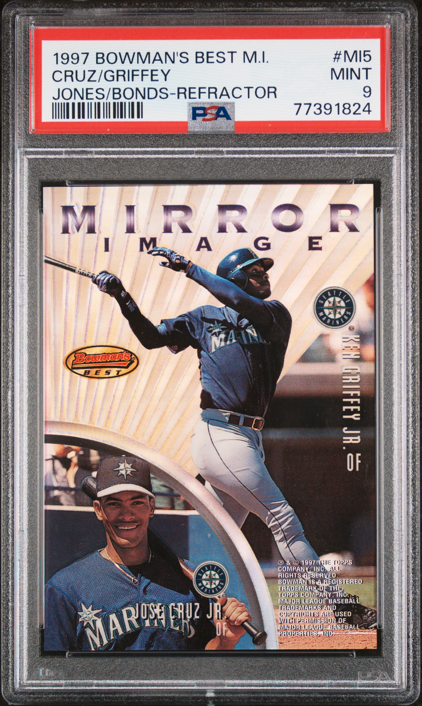 1997 Bowman'S Best Mirror Image Griffey/Bonds/Cruz #MI5 REFRACTOR PSA 9 Pop 13