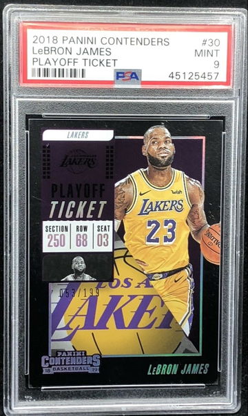2018 LeBron James Panini Contenders Playoff Ticket 053/199 #30 PSA 9 POP 9