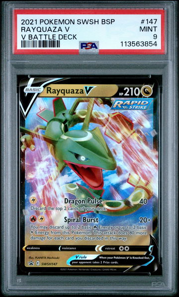 2021 Pokemon Swsh Black Star Promo V Battle Deck Rayquaza V #147 PSA 9