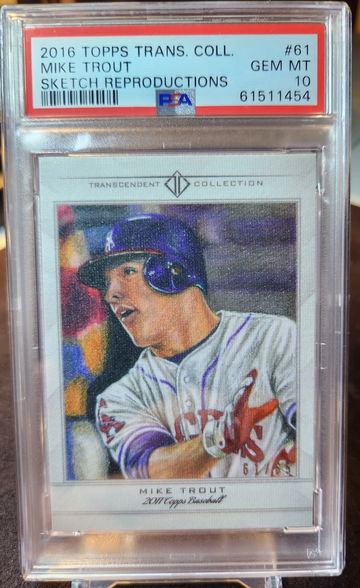 2016 Topps Transcendent Mike Trout Sketch /65 Gem Mint PSA 10
