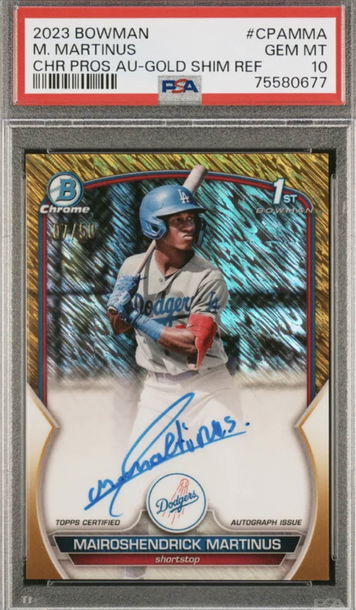 mairoshendrick  martinus 2023 Bowman Chrome 1st Gold Refractor Auto Psa 10 #/50