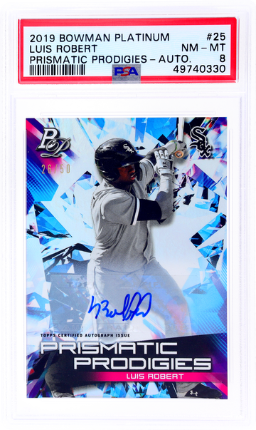 2019 Bowman Platinum Prismatic Prodigies Luis Robert #PPP-25 /50 PSA 8 Auto