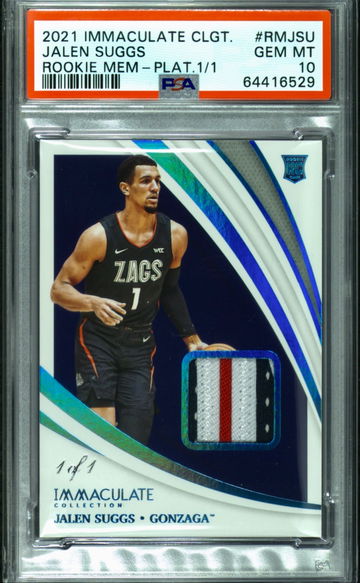 JALEN SUGGS 2021-22 Panini Immaculate Draft Patch RC SSP 1/1 PSA 10 Gem Mint Gonzaga
